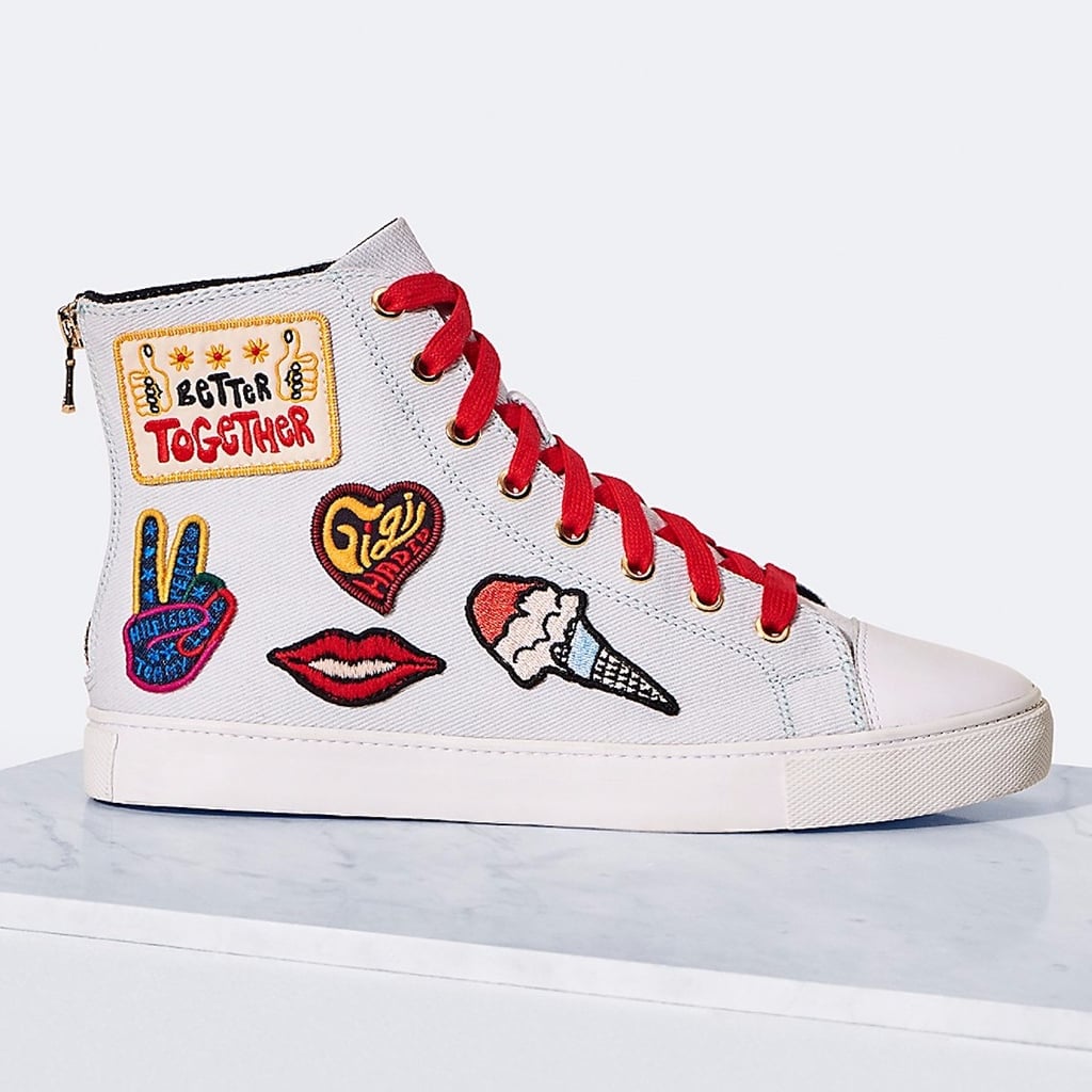 Tommy Hilfiger x Gigi Hadid White Patch Lace-Up High-Top Sneakers | 10 White, and Blue Sneakers You'll Want to Wear Well Past Fourth July | Fashion 5