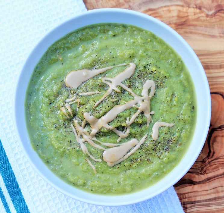 Roasted Asparagus Soup With Tahini Drizzle