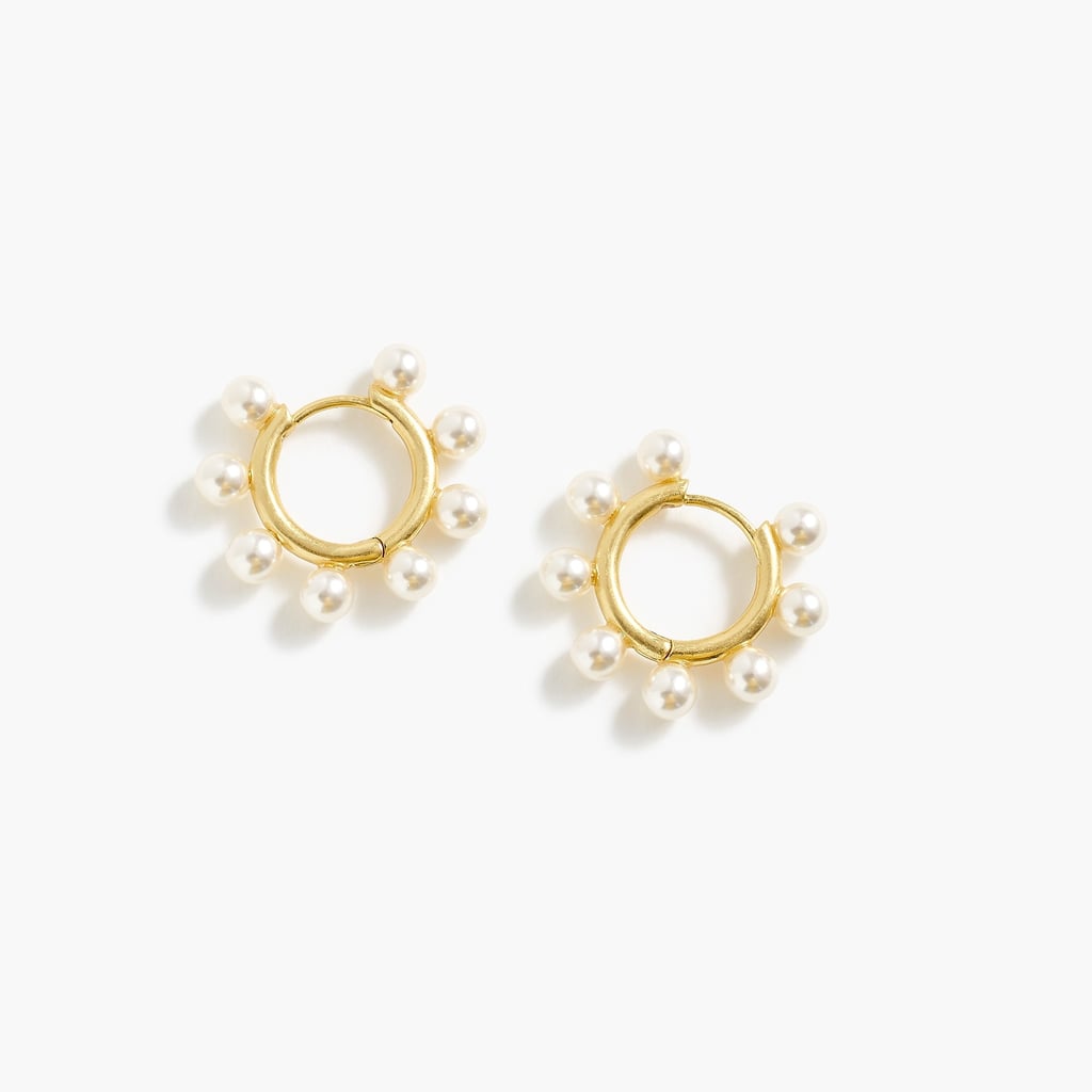 J.Crew Pearl Charm Huggie Hoops