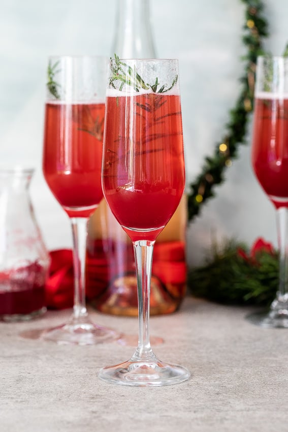 Ginger Cranberry Poinsettia Cocktails