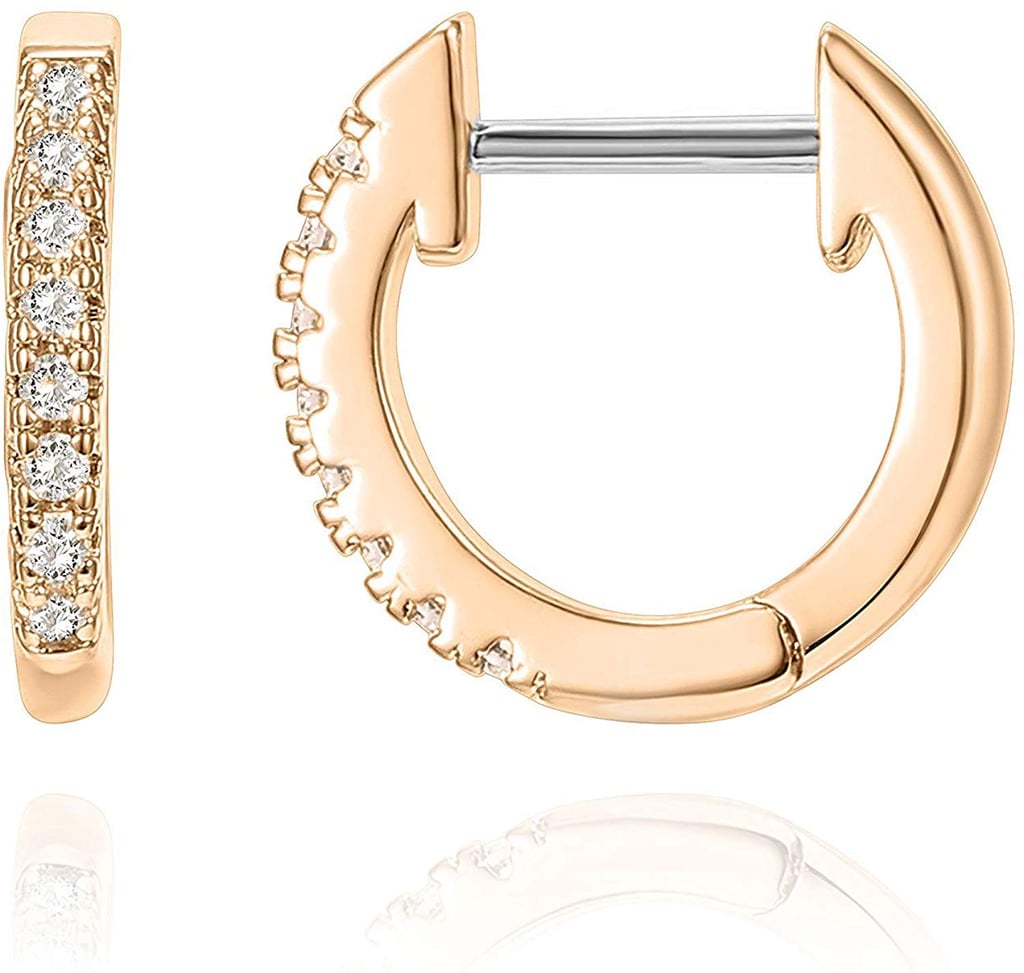 珠宝:Pavoi 14 k Rose-Gold-Plated Huggie耳环
