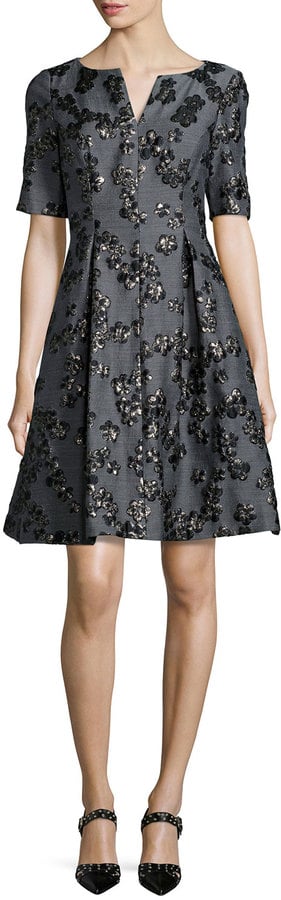 Lela Rose Floral Jacquard Half-Sleeve Dress ($1,995)