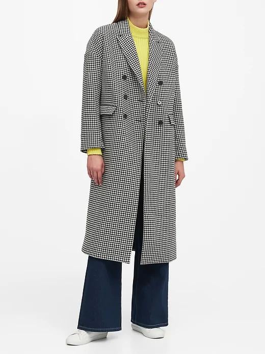 Japan Exclusive Houndstooth Double-Breasted Car Coat