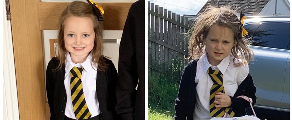 This Little Girl's Before-and-After First Day of School Photo Is 1 For the Dang Books