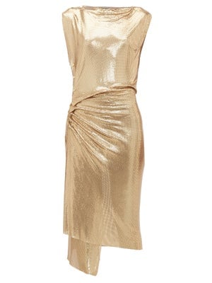 Paco Rabanne Gathered Chainmail Dress | Selena Gomez's Gold Chainmail ...