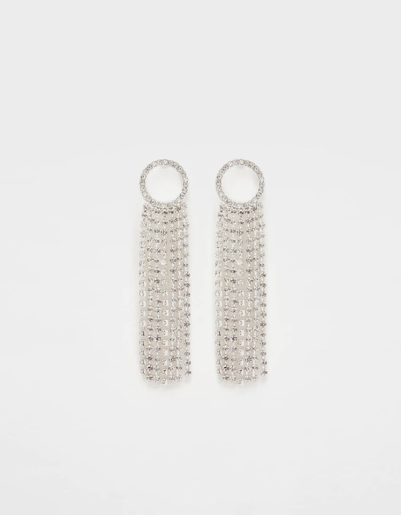 Bershka Rhinestone Fringe Earrings