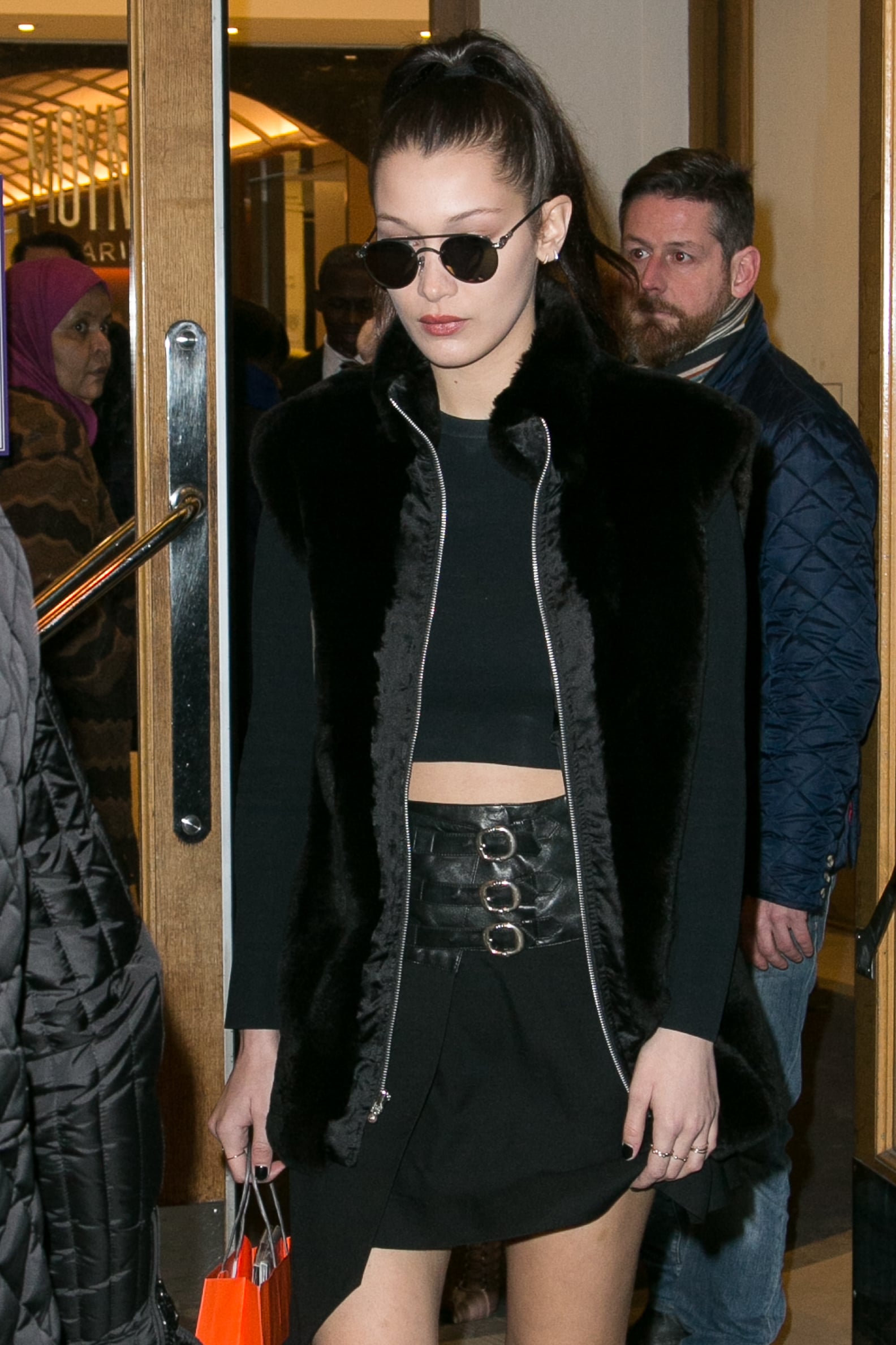 Gigi Hadid Wearing Furry Coat in Paris | POPSUGAR Fashion
