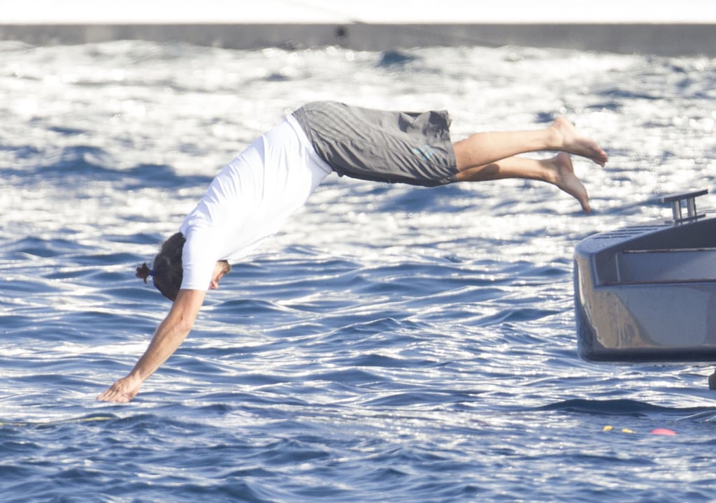 Leonardo DiCaprio dove off a yacht while cruising around Ibiza with friends in August 2013.