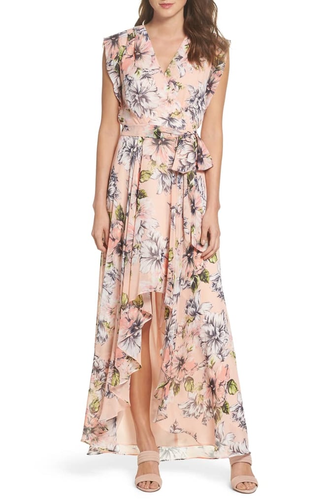 Eliza J Floral Ruffle High/Low Maxi Dress