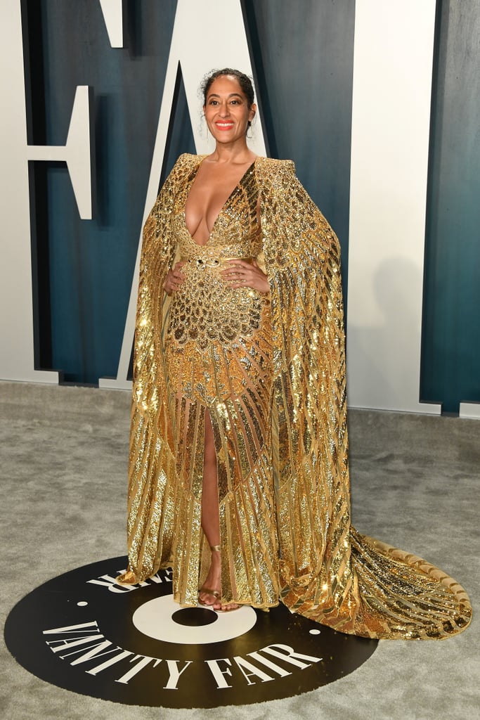 Tracee Ellis Ross Gold Dress Vanity Fair Oscars Party 2020