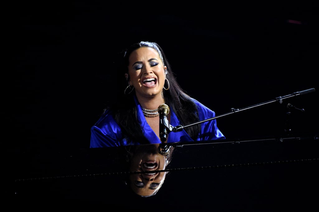 Demi Lovato Purple Suit at Billboard Music Awards 2020