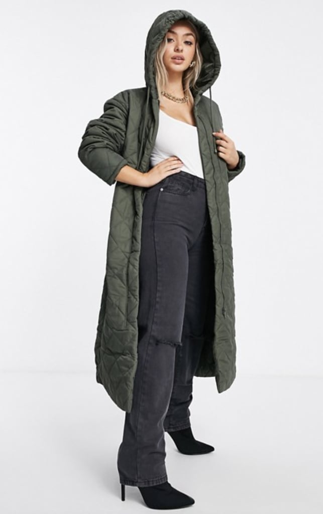Missguided Diamond Quilted Hooded Coat