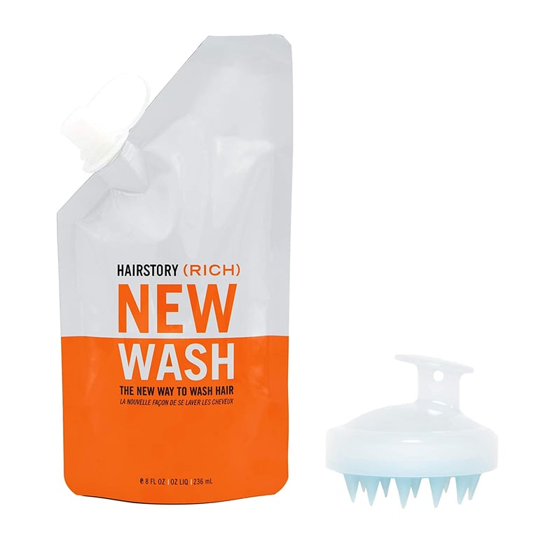 Hairstory New Wash (Rich) Hair Cleanser and Conditioner, 8oz Pouch + Scalp Brush