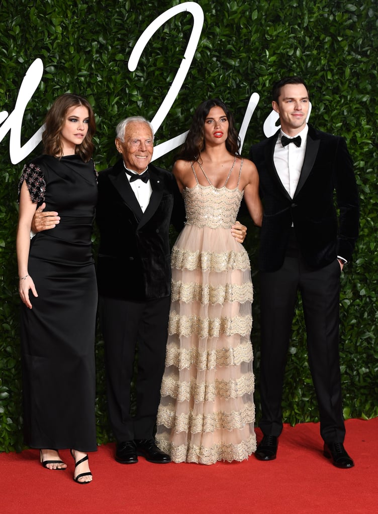 Barbara Palvin, Georgio Armani, Sara Sampaio, and Nicholas Hoult at the British Fashion Awards 2019