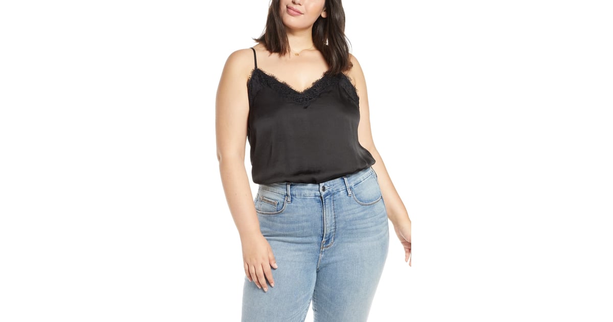 Bp lace trim shop satin camisole top