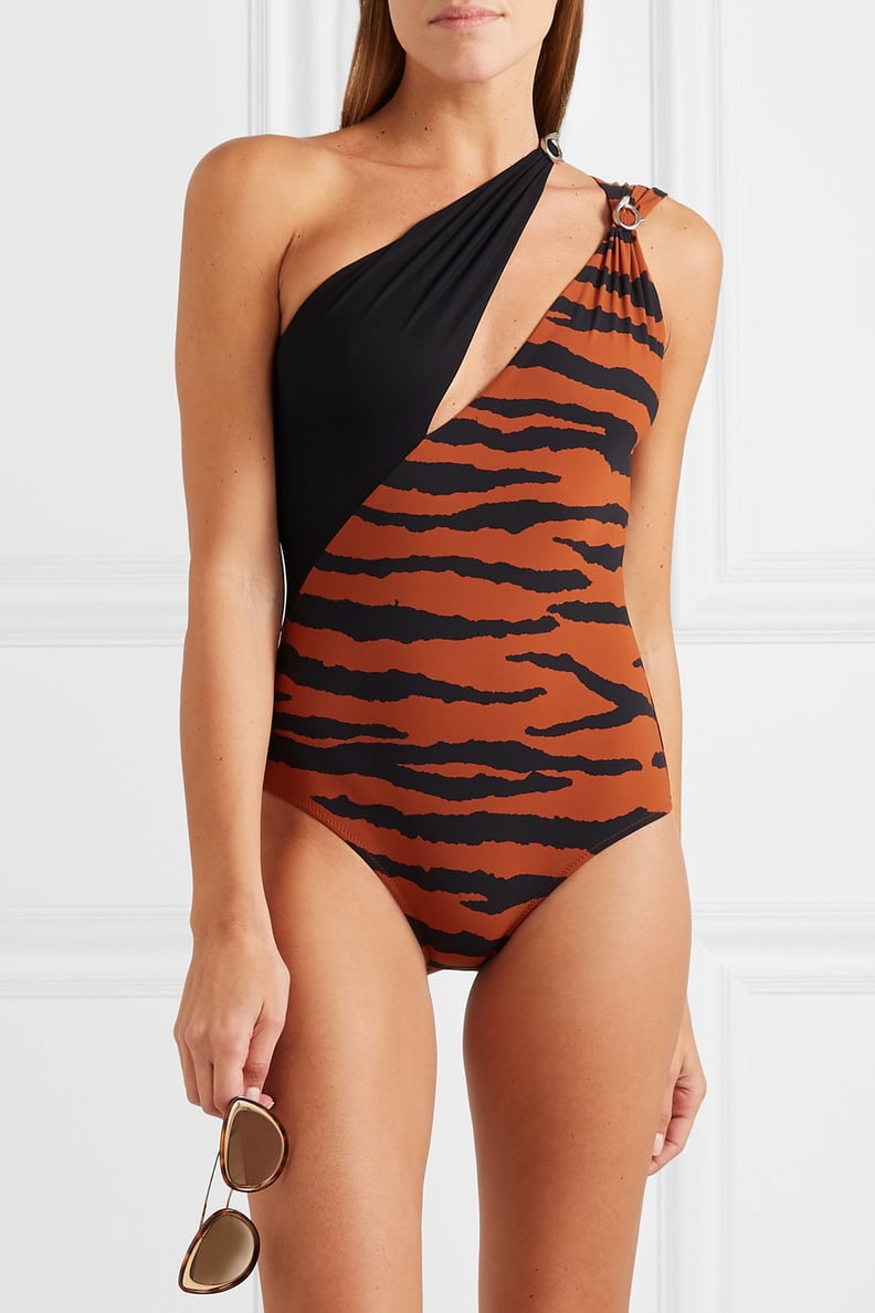 On the Island By Marios Schwab Double Boa Cutout One Shoulder Swimsuit