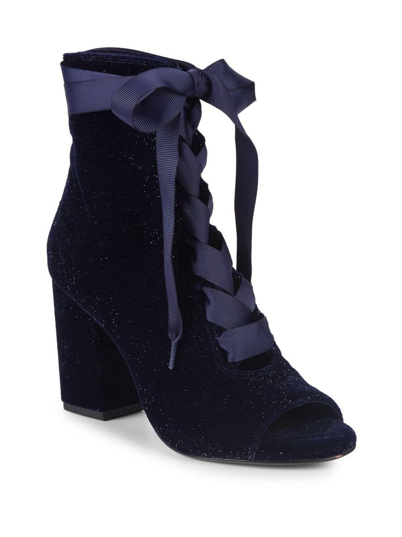 AVA & AIDEN Lace-Up Velvet Booties