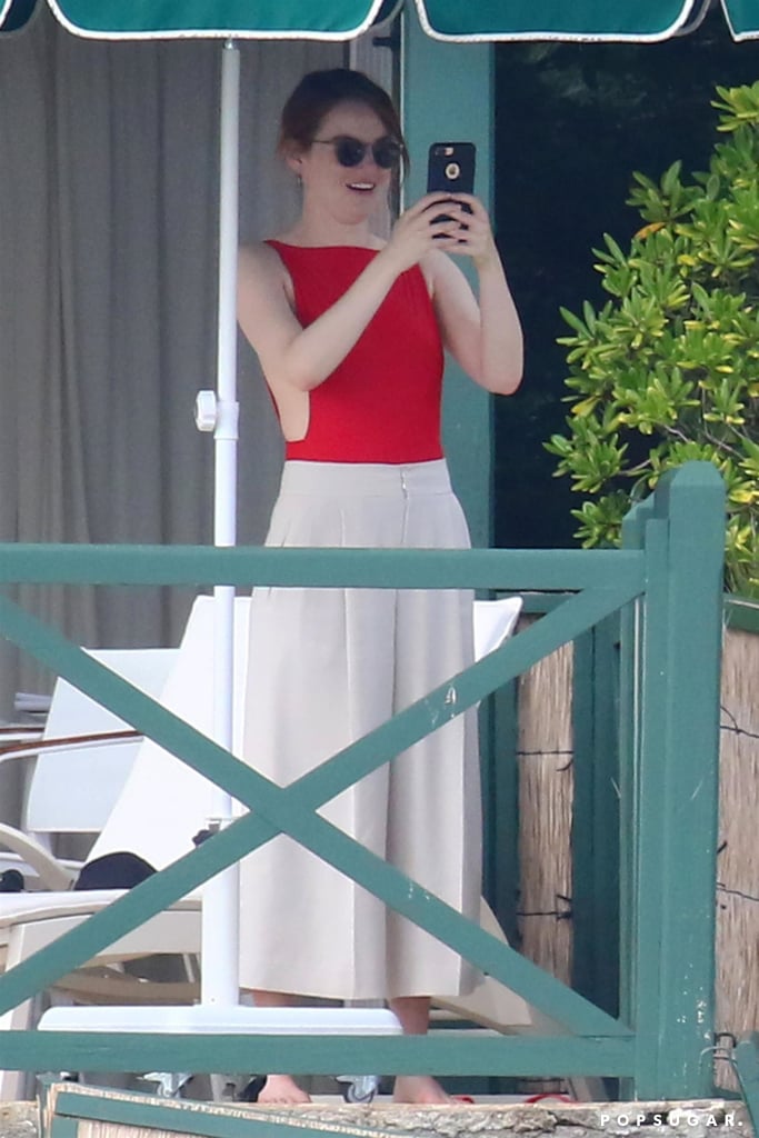 Emma Stone and Justin Theroux Beach Pictures May 2018