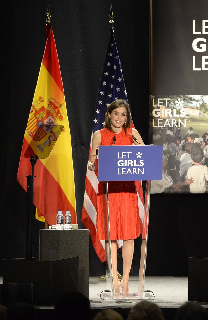 Queen Letizia Looked Lovely on Stage in a Red Dress