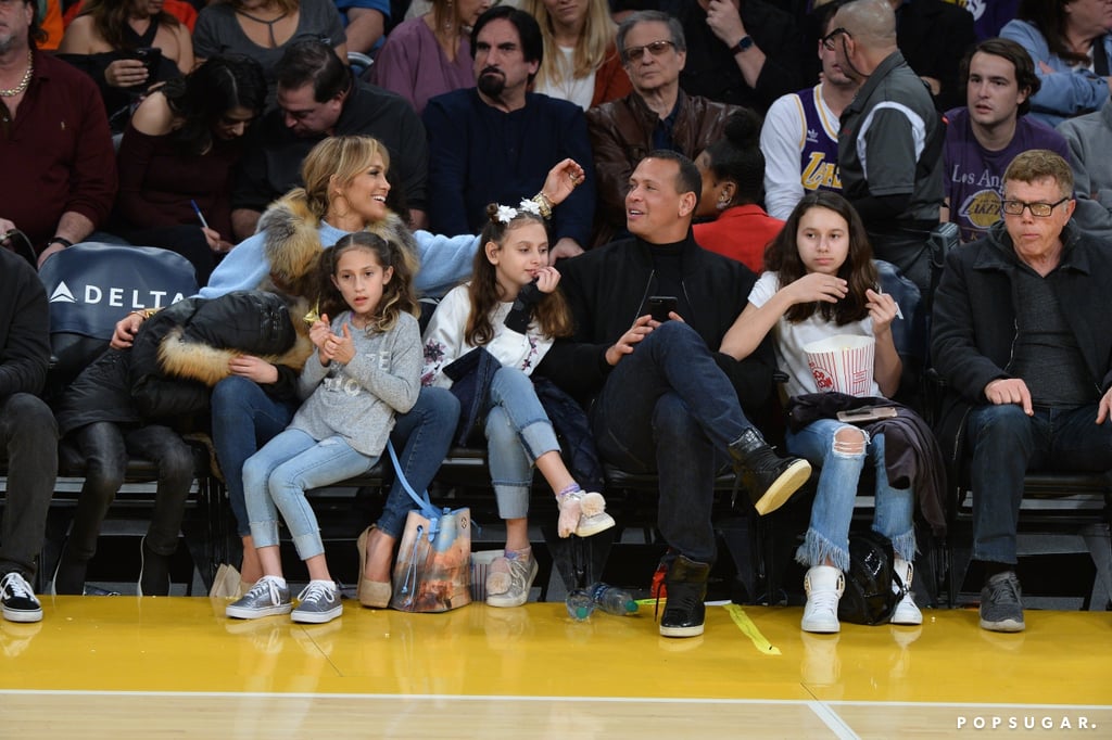 Jennifer Lopez and Alex Rodriguez at Lakers Game Jan. 2018
