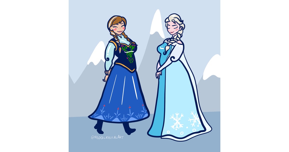 Curvy Anna And Elsa Best Disney Princess Fan Art Popsugar Love