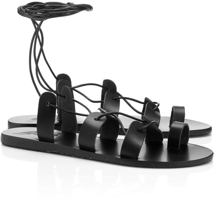 Ancient Greek Sandals Black Leather Alcyone Sandals ($165)