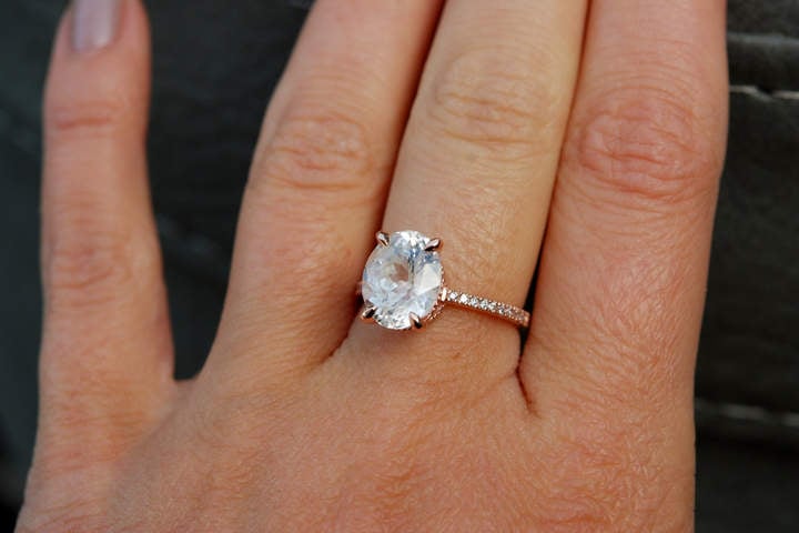 Etsy White Sapphire Engagement Ring