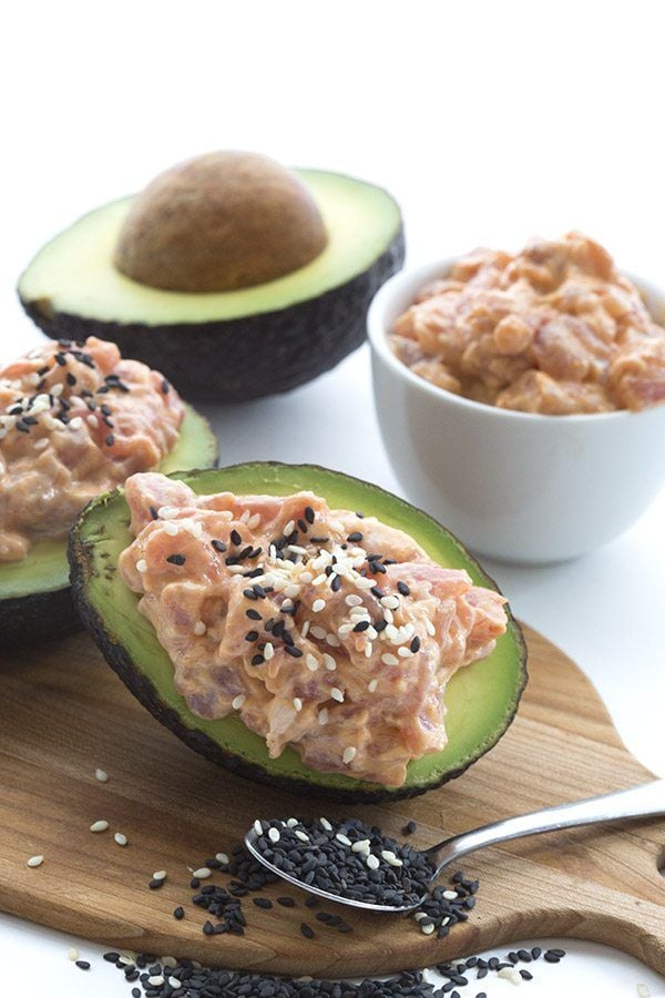 Spicy-Tuna-Stuffed Avocados | Keto Seafood Recipes | POPSUGAR Fitness ...
