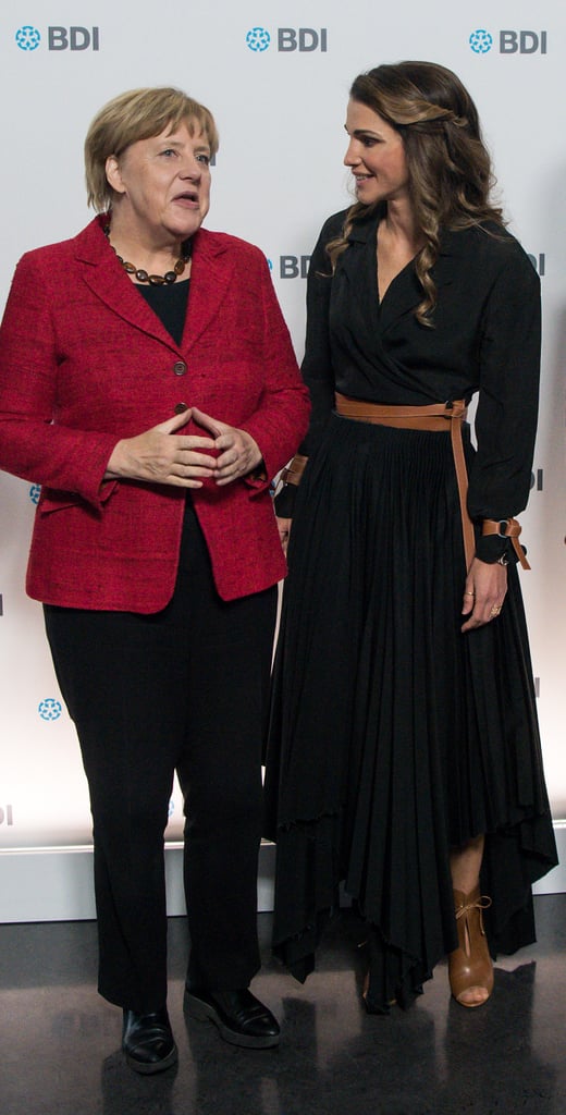 Queen Rania Wearing Brown Belt and Bracelets Oct. 2016