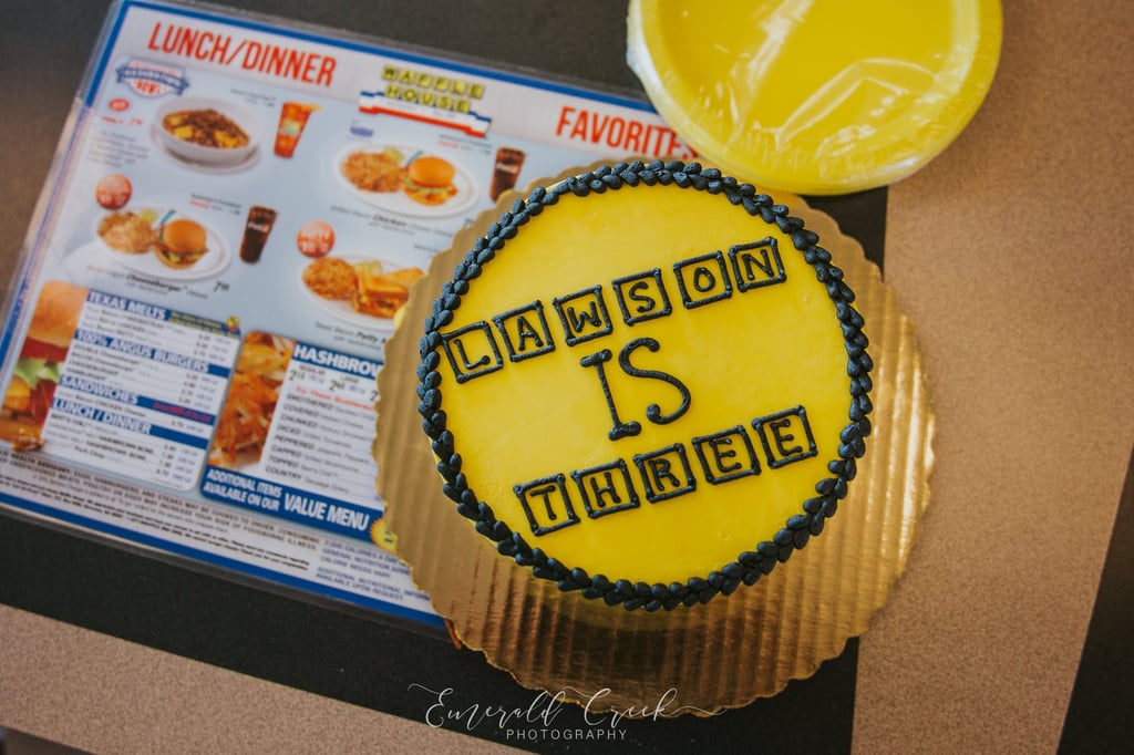 A close-up of Lawson's themed cake.