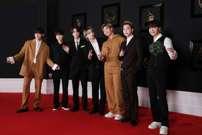 BTS in Custom Louis Vuitton Suits at 2022 Grammys: Details, Photos – WWD