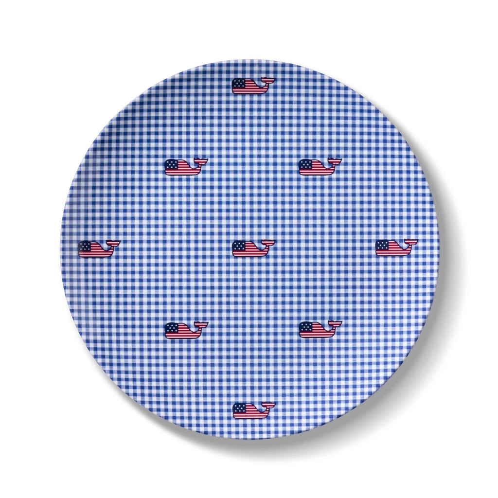 Flag Whale and Gingham Melamine Salad Plate