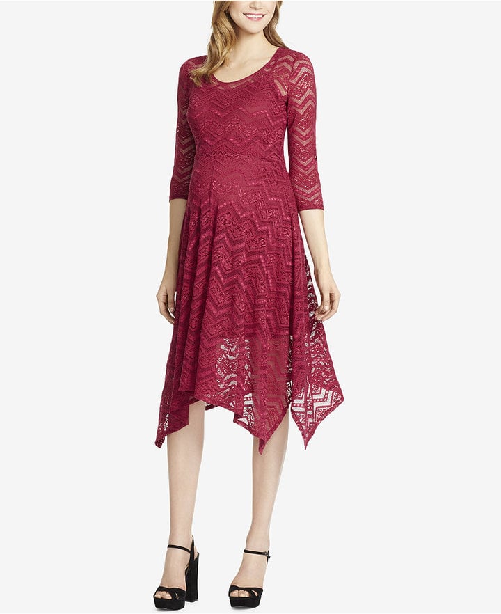 Jessica Simpson Maternity Lace Handkerchief-Hem Dress
