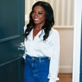Simone Biles Steps Out in a White Feather Minidress For Her Bridesmaid Weekend