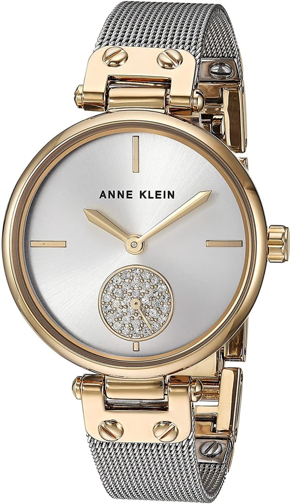 Anne Klein Premium Crystal Accented Mesh Bracelet Watch