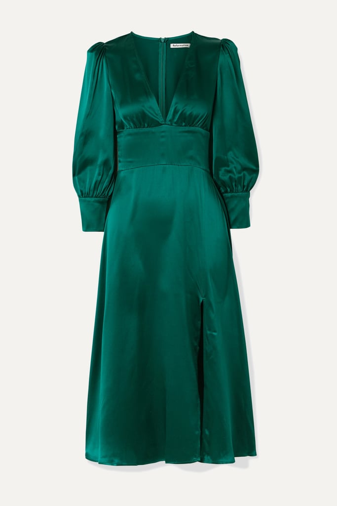 Reformation Keats Silk-Satin Midi Dress
