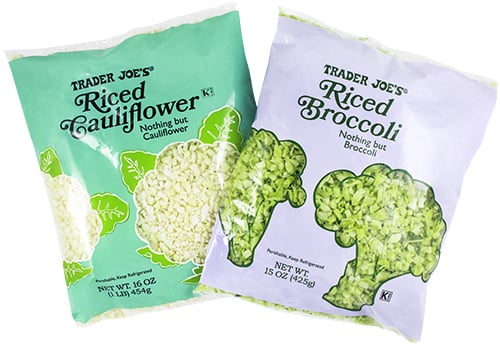 Trader Joe's Riced Cauliflower and Riced Broccoli ($2)