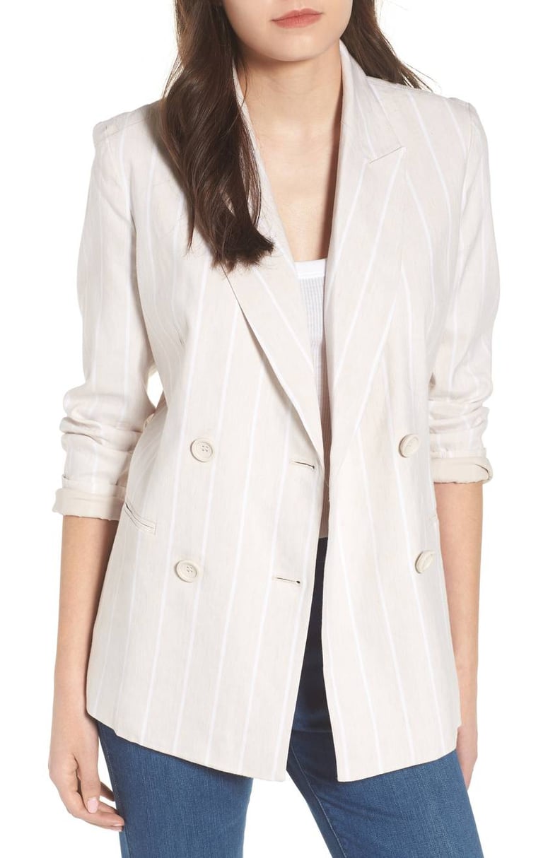 Leith Double Breasted Linen Blend Blazer