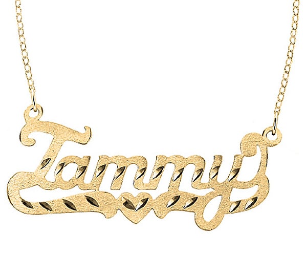 QVC 24K Yellow Gold-Plated Sterling Diamond-Cut Name Necklace