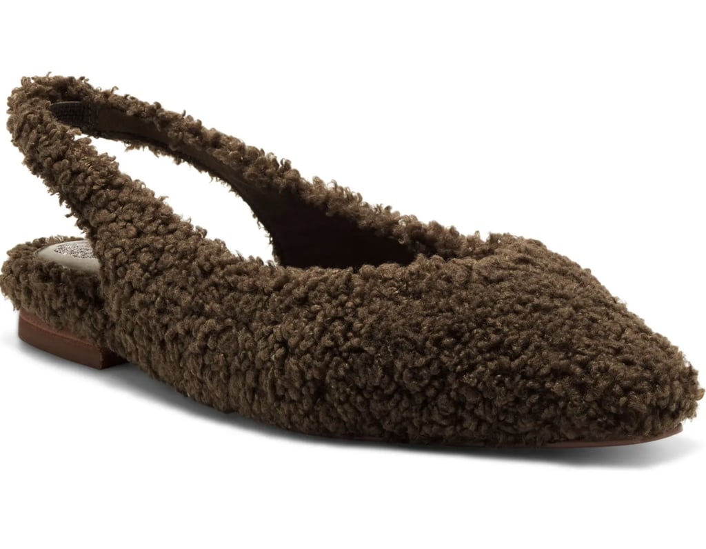 Fuzzy Footwear: Vince Camuto Presnue Faux Shearling Slingback Flats
