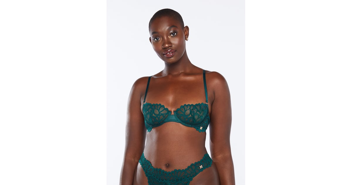 Savage Not Sorry Half Cup Bra with Lace in Green