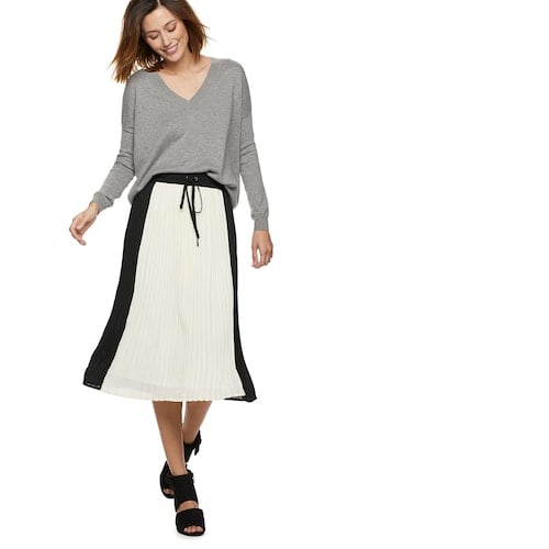 POPSUGAR at Kohl's Collection Colourblock Pleated Midi Skirt