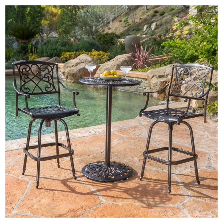 Santa Maria ThreePiece Cast Aluminum Patio Bistro Bar Set Best