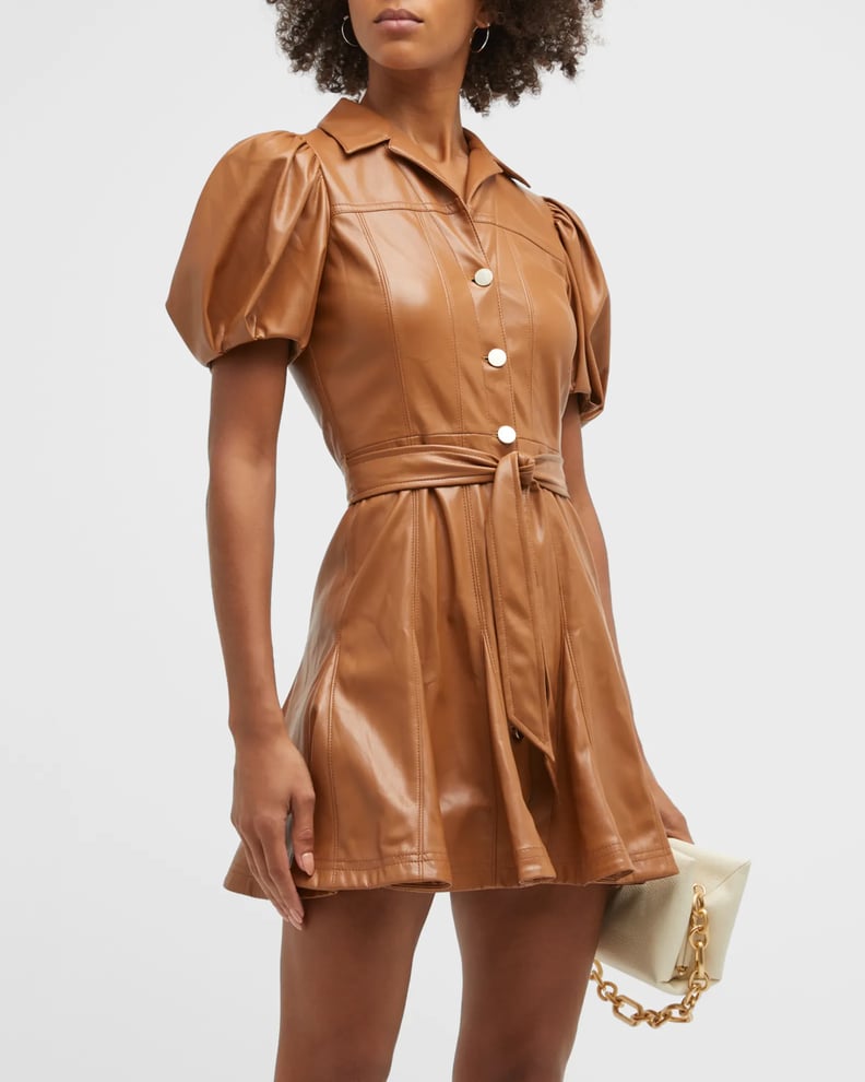 Alice + Olivia Ofra Vegan Leather Mini Dress