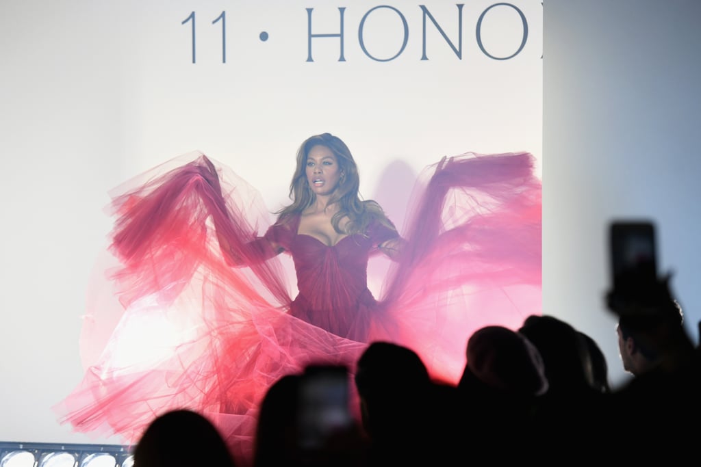 Laverne Cox's Zac Posen Dress on 11 Honouré Runway Feb. 2019