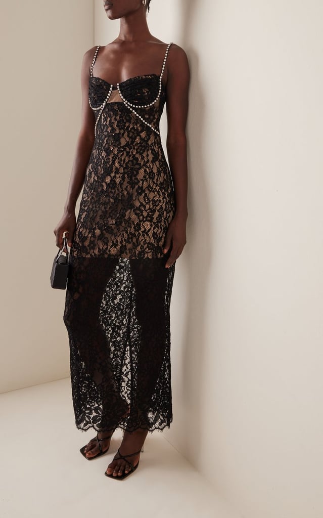 Self Portrait Crystal-Trimmed Lace Maxi Dress ($555)