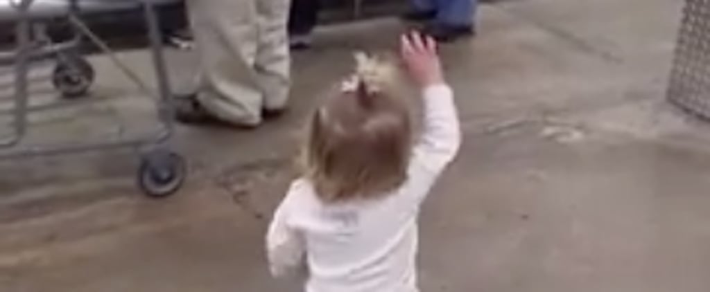 Little Girl Waving to Strangers at the Supermarket