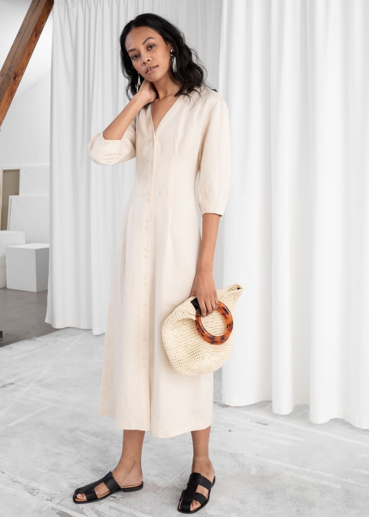 & Other Stories Linen Blend Midi Dress