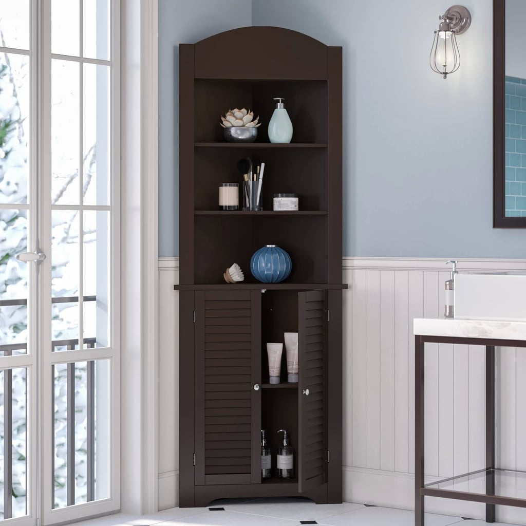 Corner Linen Cabinet With Shutter Doors Best Target Bathroom