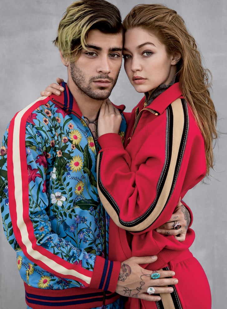 Gigi Wearing A Marc Jacobs Track Suit And Zayn Wearing A Gucci One